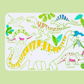 Coloriage nomade : mini Playmat réversible 4 feutres inclus - Réutilisable-  DINO 2