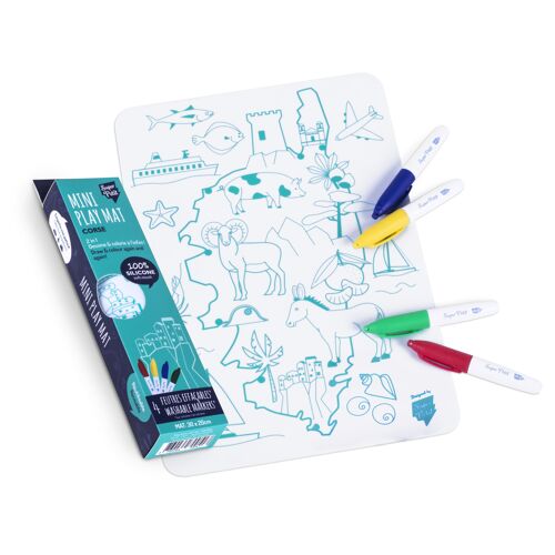 Coloriage nomade : mini Playmat réversible 4 feutres inclus - Réutilisable - CORSE