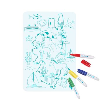 Coloriage nomade : mini Playmat réversible 4 feutres inclus - Réutilisable - CORSE 3