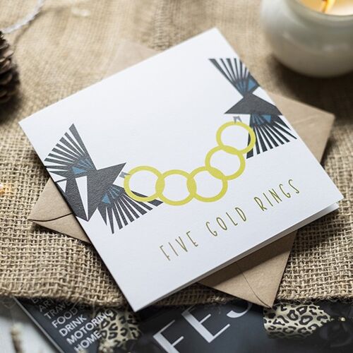 Five Gold Rings Christmas Card