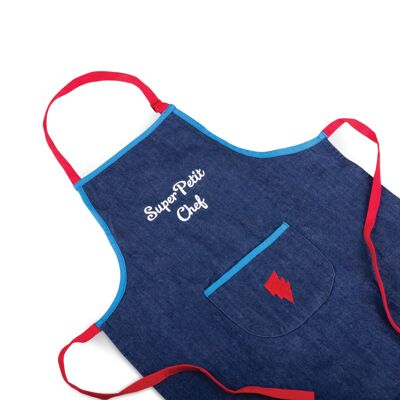 ¡PROMOCIÓN! Delantal Infantil en Denim Bordado - 100% Algodón - para Niñas y Niños - Ideal para actividades manuales o de cocina para niños de 3 a 8 años - Azul