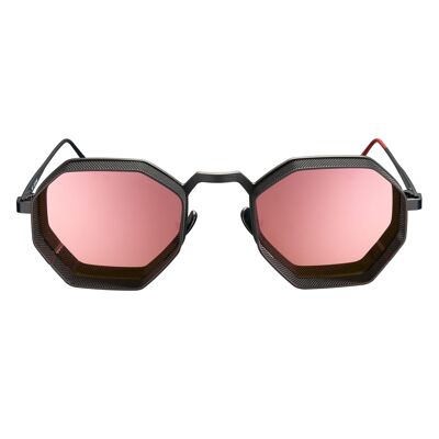 Boby - Marco negro mate - Lentes de espejo de oro rosa