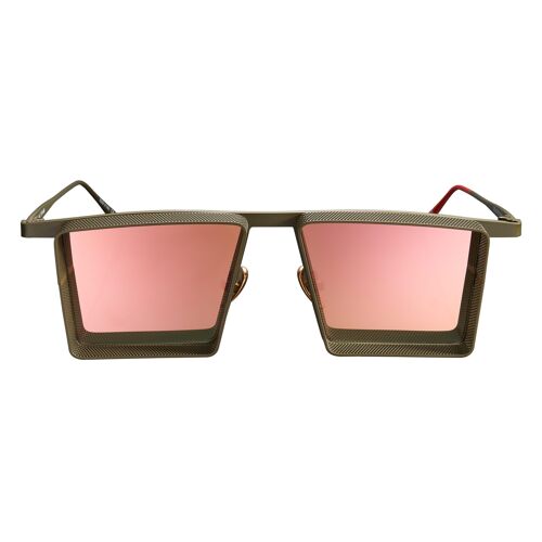 Alec - Dark Military Green Frame - Rose Gold Mirror Lenses