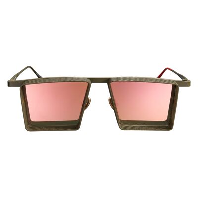 Alec - Montura verde militar oscuro - Lentes de espejo de oro rosa