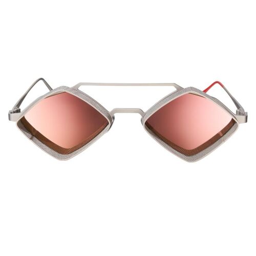 Jaxs - Silver Matte Frame – Rose Gold Mirror Lenses