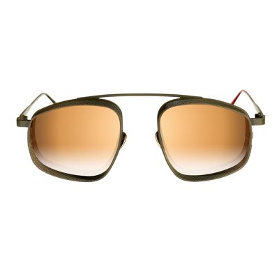 Moah - Montura mate verde militar - Lentes de espejo dorado degradado