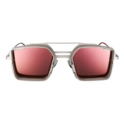 Luigi - Silver Matte Frame - Rose Gold Mirror Lenses