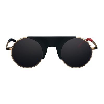 Rubi - Gold Plated - Black Mate Organic Acetate Frame - Black Lenses