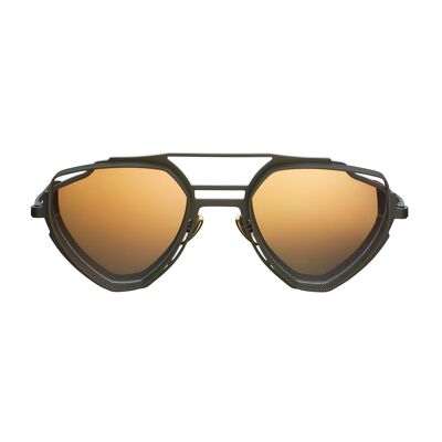 Enzo - Military Dark Green Matte Frame - Goldfarbene Gläser mit Farbverlauf