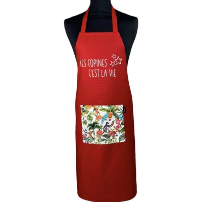Apron, “Friends are life” red