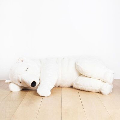 Mon ours dormeur lucien blanc – tres grand – 150 cm