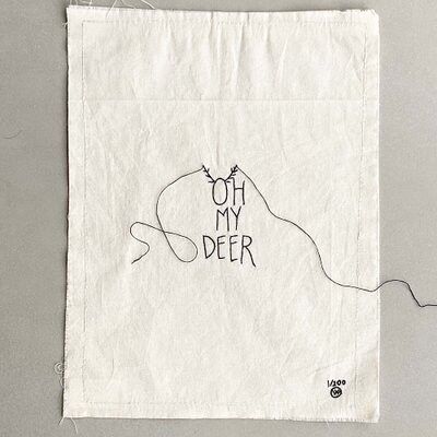 stitched art 'oh my deer'