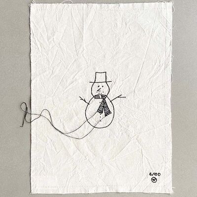stitched art 'mr snowman'