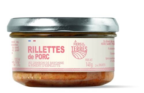 Rillettes de Porc au Jambon de Bayonne et Piment d'Espelette 140g