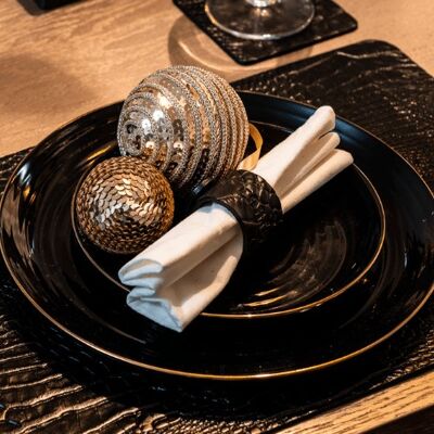 Croco napkin ring black