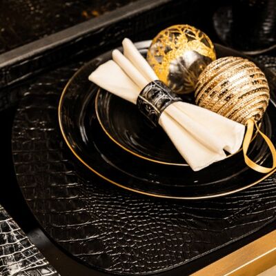 Croco napkin ring silver (6pcs)