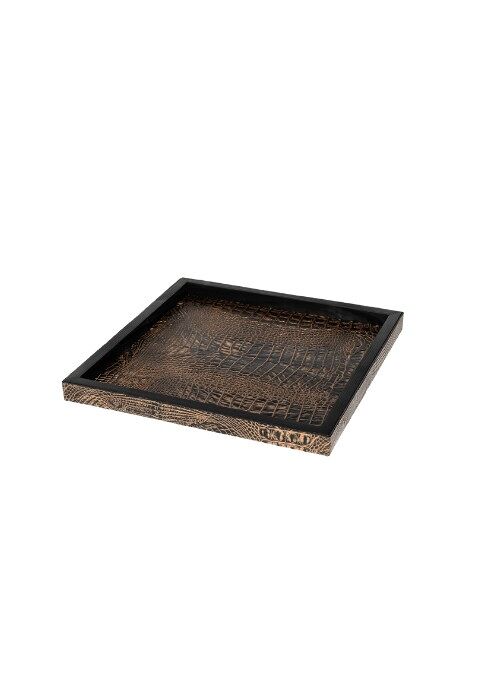 Croco tray bronze 40x40