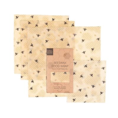 Beeswax Food Wraps - Honeycomb - 4 Pack (1x Small, 2x Medium, 1x Large)