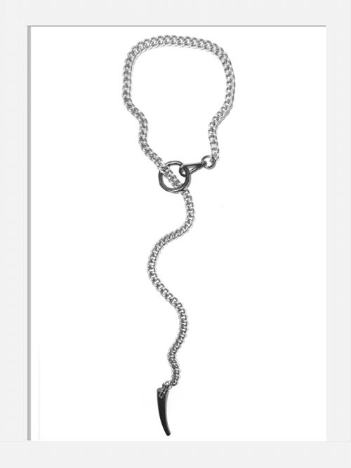 Sexy Long Chain Necklace Silver & Gunmetal - FORBIDDEN