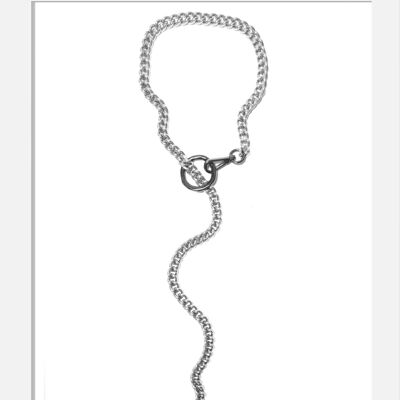 Sexy Long Chain Necklace Silver & Gunmetal - FORBIDDEN