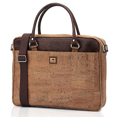 Cork suitcase in tobacco base and dark brown details