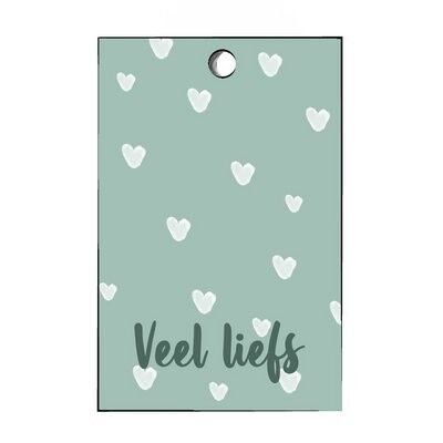 Cadeaulabel groen met hartjes