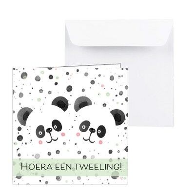 Geboortekaartje tweeling panda's