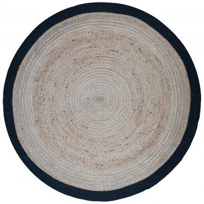 Vloerkleed Jute Rond Naturel/Zwart ø120 cm