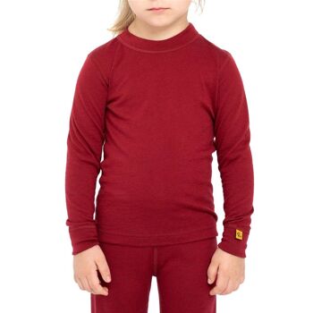 Chandail à manches longues en laine mérinos 160 g/m² pour enfants Royal Cherry 2