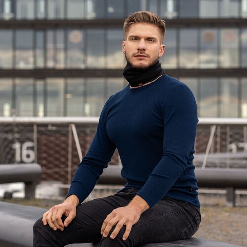 Men's Merino Wool 250gsm Long Sleeve Crew Dark Blue