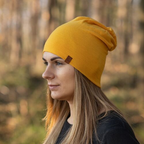 Women's Merino Wool Beanie Hat Power Mango