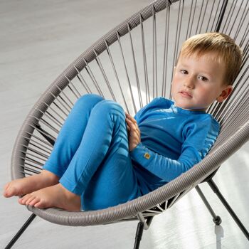 Ensemble Manches Longues Enfant Laine Mérinos 160gsm Bleu Clair 2