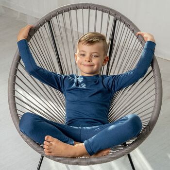 Ensemble manches longues en laine mérinos 160 g/m² pour enfant Denim 3