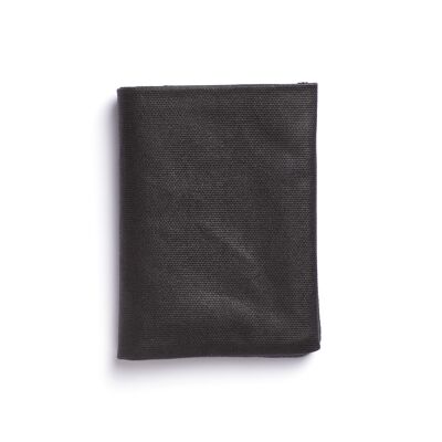 Kompakte Brieftasche aus braunem Canvas und Leder
