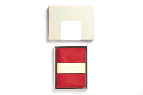 Portefeuille compact  en toile Rouge et cuir