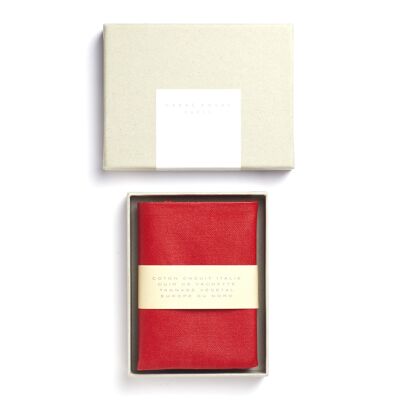 Red canvas and leather compact wallet