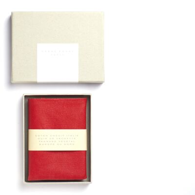 Red canvas and leather compact wallet