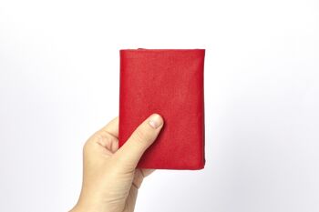 Portefeuille compact  en toile Rouge et cuir 2