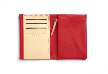 Portefeuille compact  en toile Rouge et cuir 3