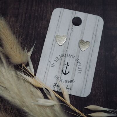 Small Shape Studs - Hammered Heart