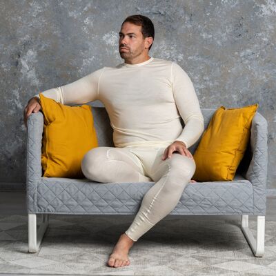 Men's Merino Wool 160gsm Long Sleeve Set Natural