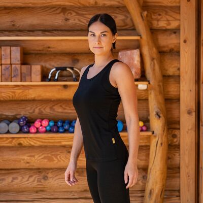 Women's Merino Wool 160gsm Tank Top Black