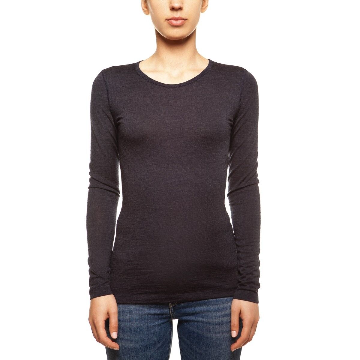 Maglia a manica lunga da donna in lana merino 160 g/mq blu melange