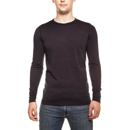 Men's Merino Wool 160gsm Long Sleeve Crew Blue Melange