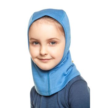 Cagoule Enfant Laine Mérinos 160gsm Bleu Clair 7