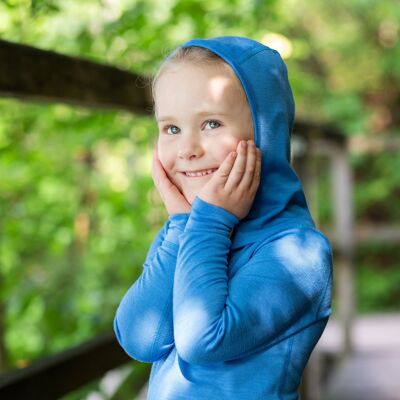 Cagoule Enfant Laine Mérinos 160gsm Bleu Clair