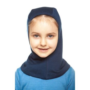 Cagoule Enfant Laine Mérinos 160gsm Bleu Foncé 3