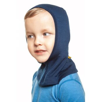 Cagoule Enfant Laine Mérinos 160gsm Bleu Foncé 4