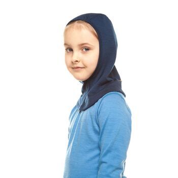 Cagoule Enfant Laine Mérinos 160gsm Bleu Foncé 5