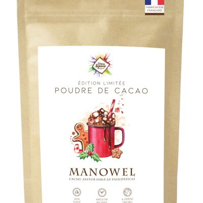 Manowel - Poudre de cacao  pour chocolat chaud saveur sablé au pain d'épices